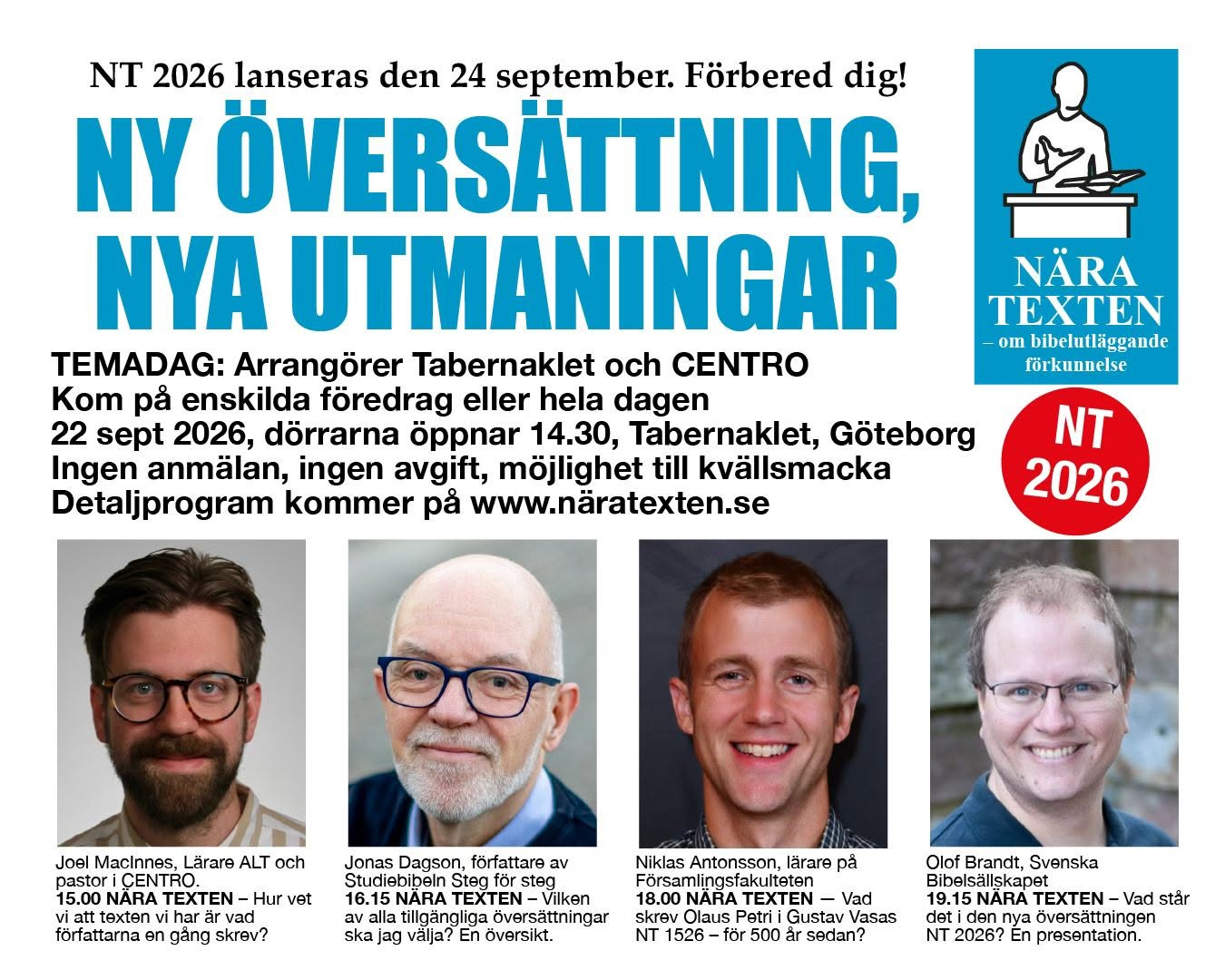 Temadag - Nya Bibelöversättningen - NT 2026